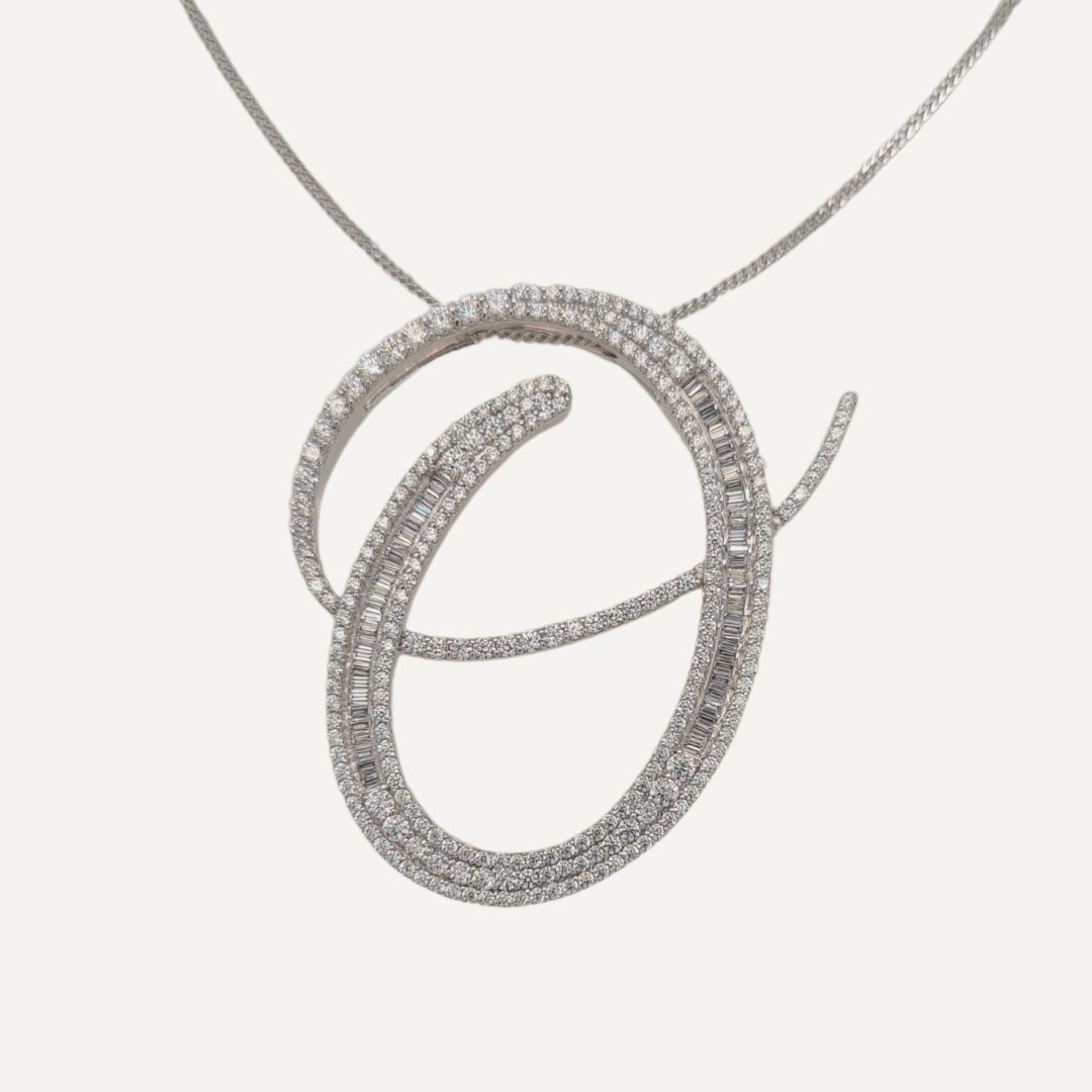 30mm Silver CZ Initial Pendant