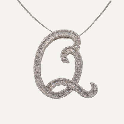 30mm Silver CZ Initial Pendant