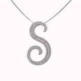 40mm Silver CZ Initial Pendant