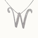 40mm Silver CZ Initial Pendant