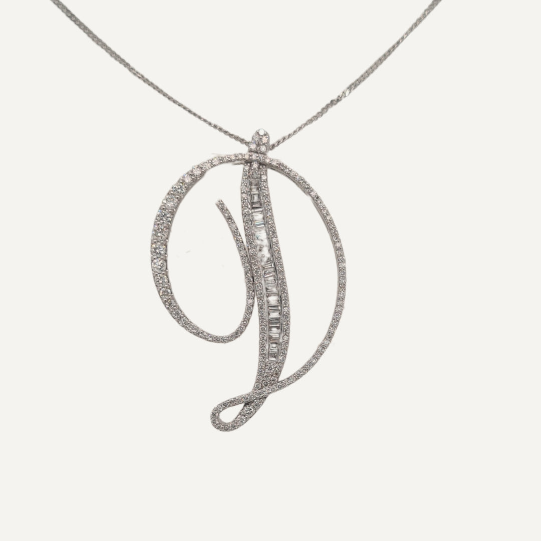 40mm Silver CZ Initial Pendant