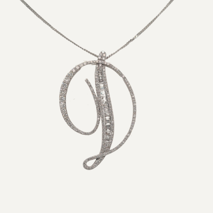 30mm Silver CZ Initial Pendant