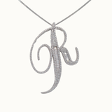 40mm Silver CZ Initial Pendant