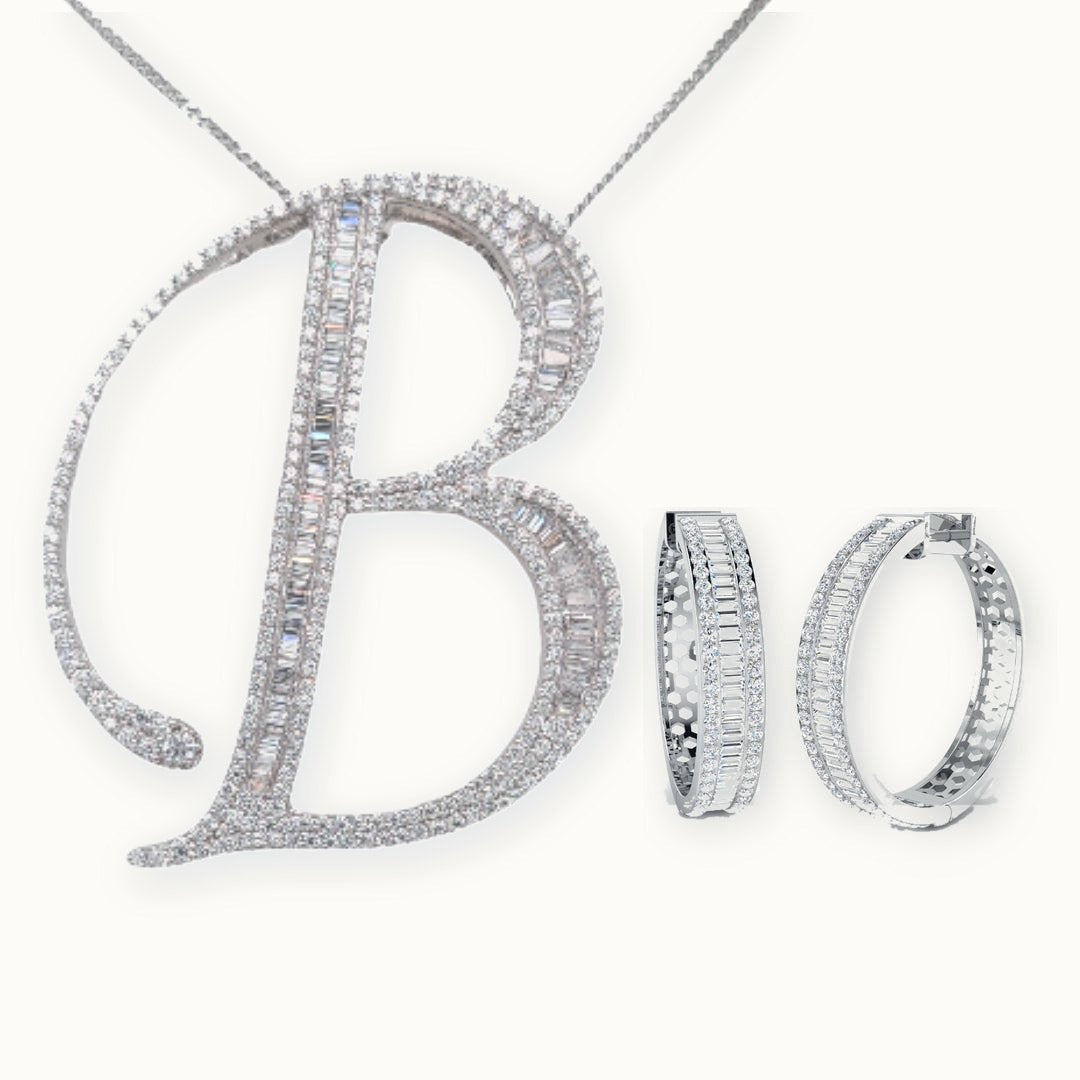 Silver CZ initial pendant
