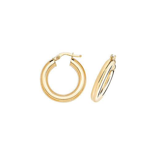 9ct gold tube hoops ER1004-10, 10mm