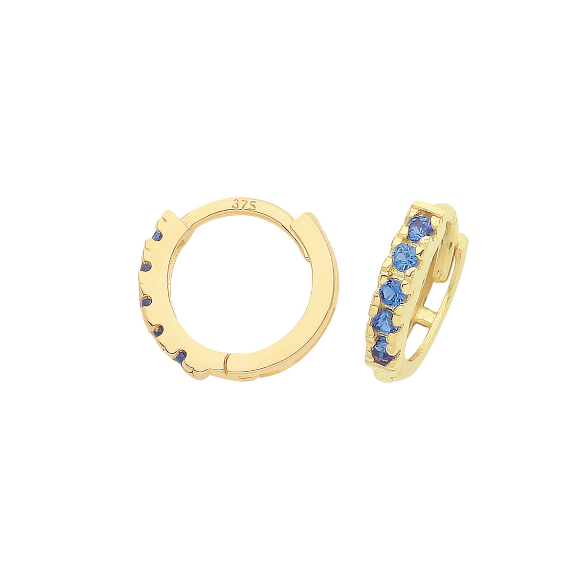 9ct Gold Sapphire Blue CZ Huggies - ER1179S - Default Title