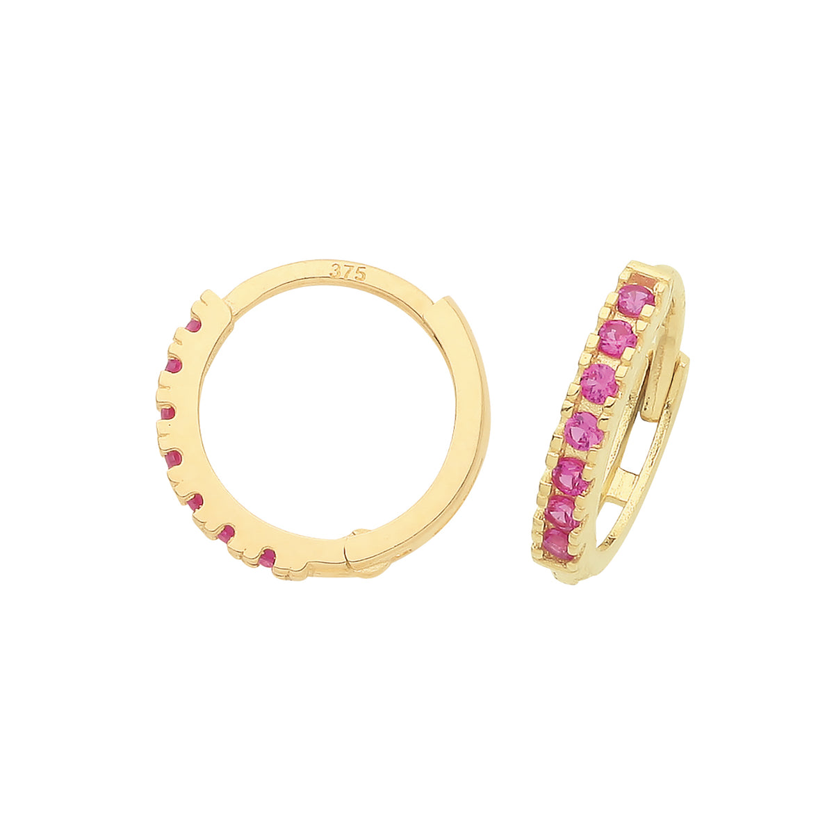 9ct Gold Ruby Red CZ Huggies - ER1180R - Default Title