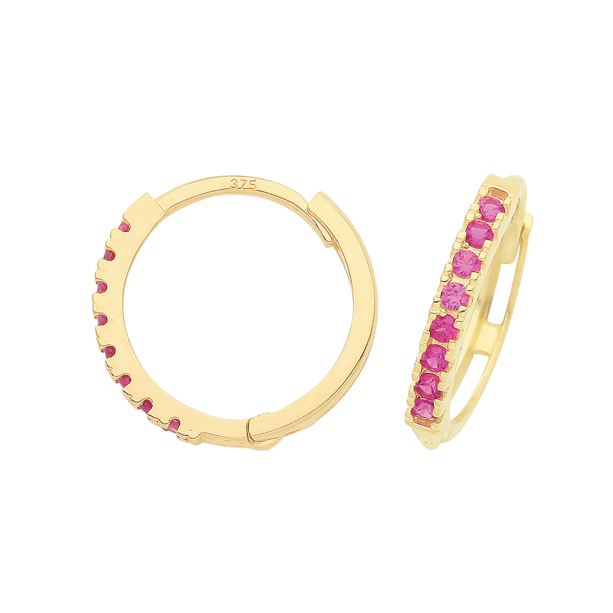 9ct Gold Ruby Red CZ Huggies - ER1181R - Default Title