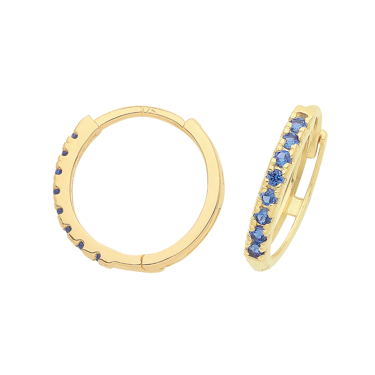 9ct Gold Sapphire Blue CZ Huggies - ER1181S - Default Title