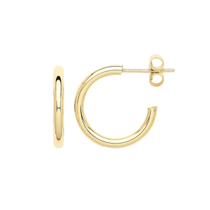 9ct Gold Hoops With Post - ER1191 - 15 mm