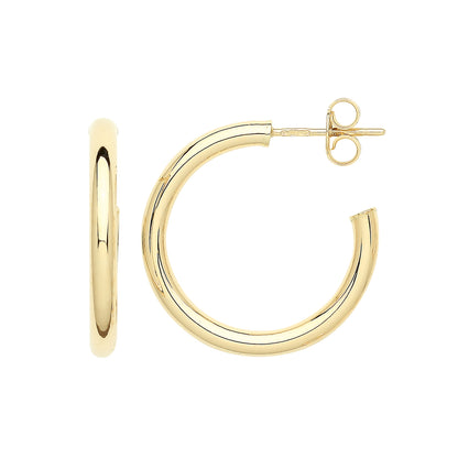 9ct Gold Hoops With Post - ER1192 - 20 mm