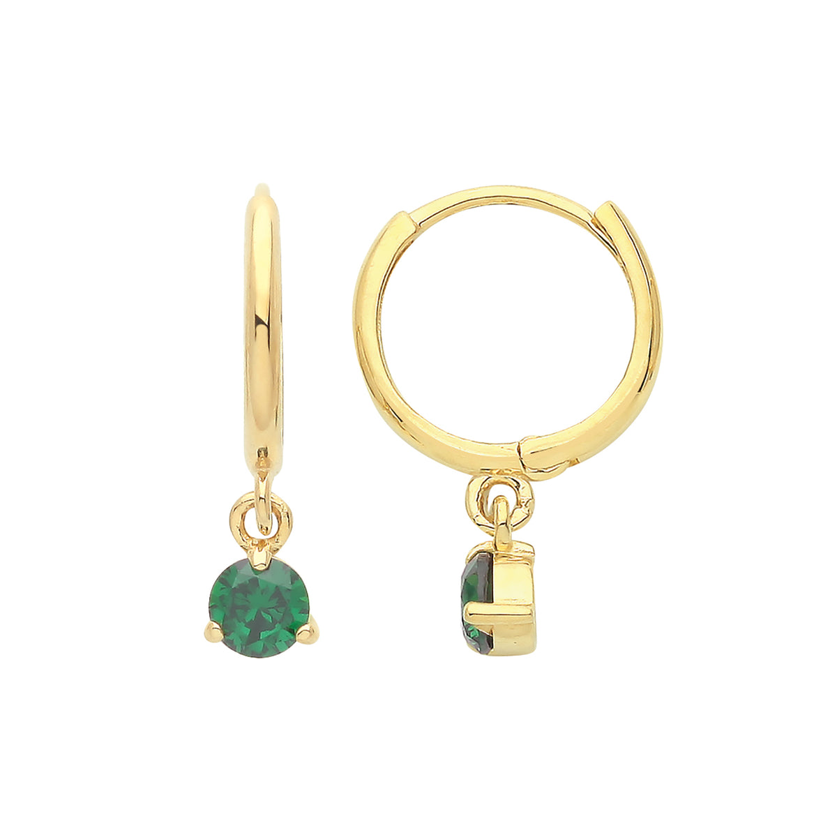 9ct Gold Green CZ Drop Hinged Earrings - ES1675E