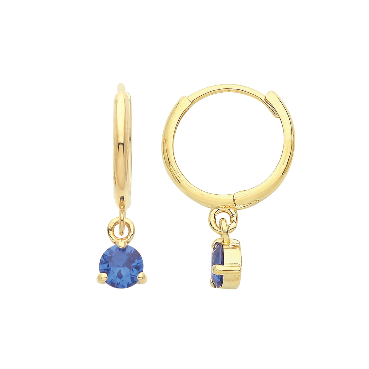 9ct Gold Blue CZ Drop Hinged Earrings - ES1675S