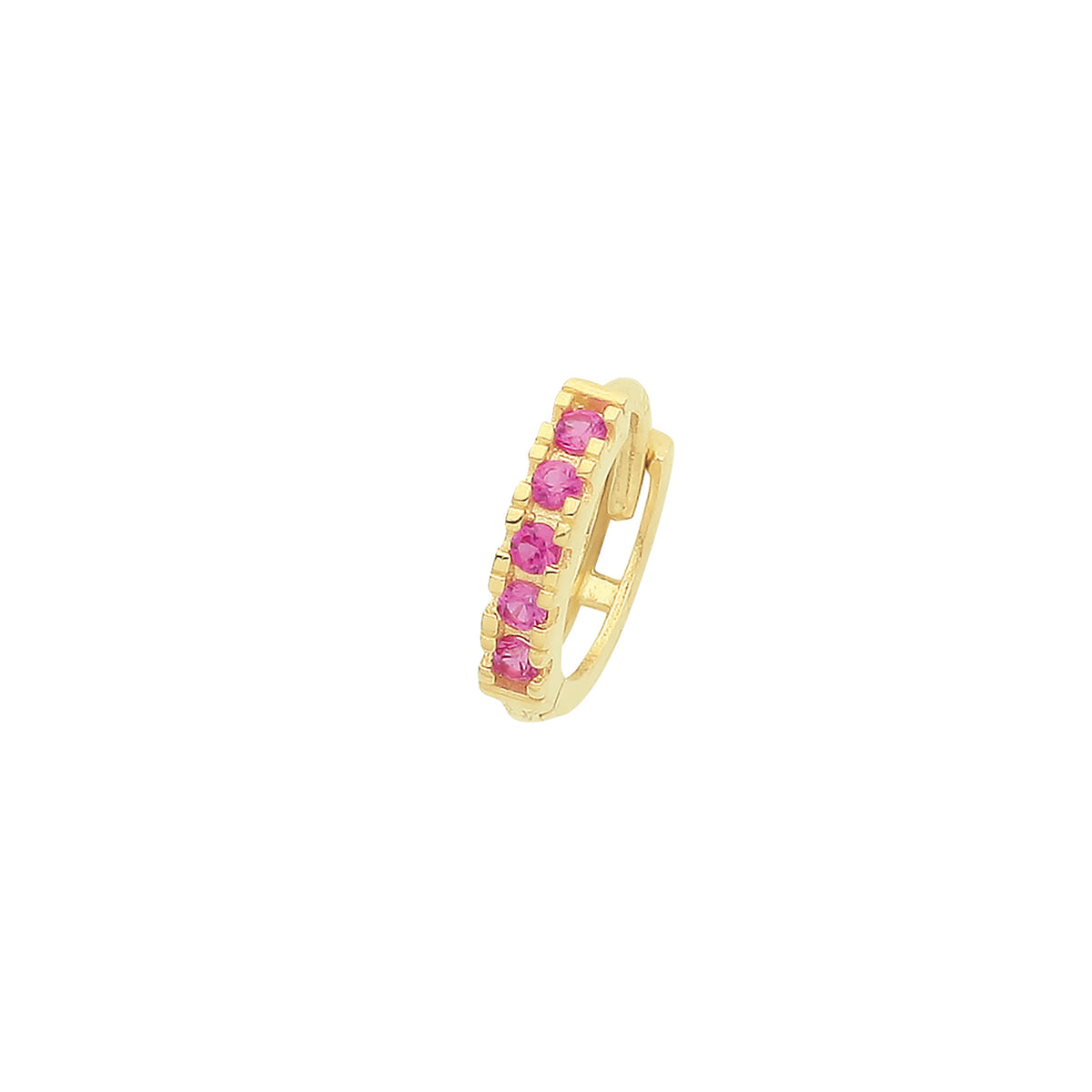 9ct Gold Ruby Red CZ Single Cartilage Huggies - ES1995R