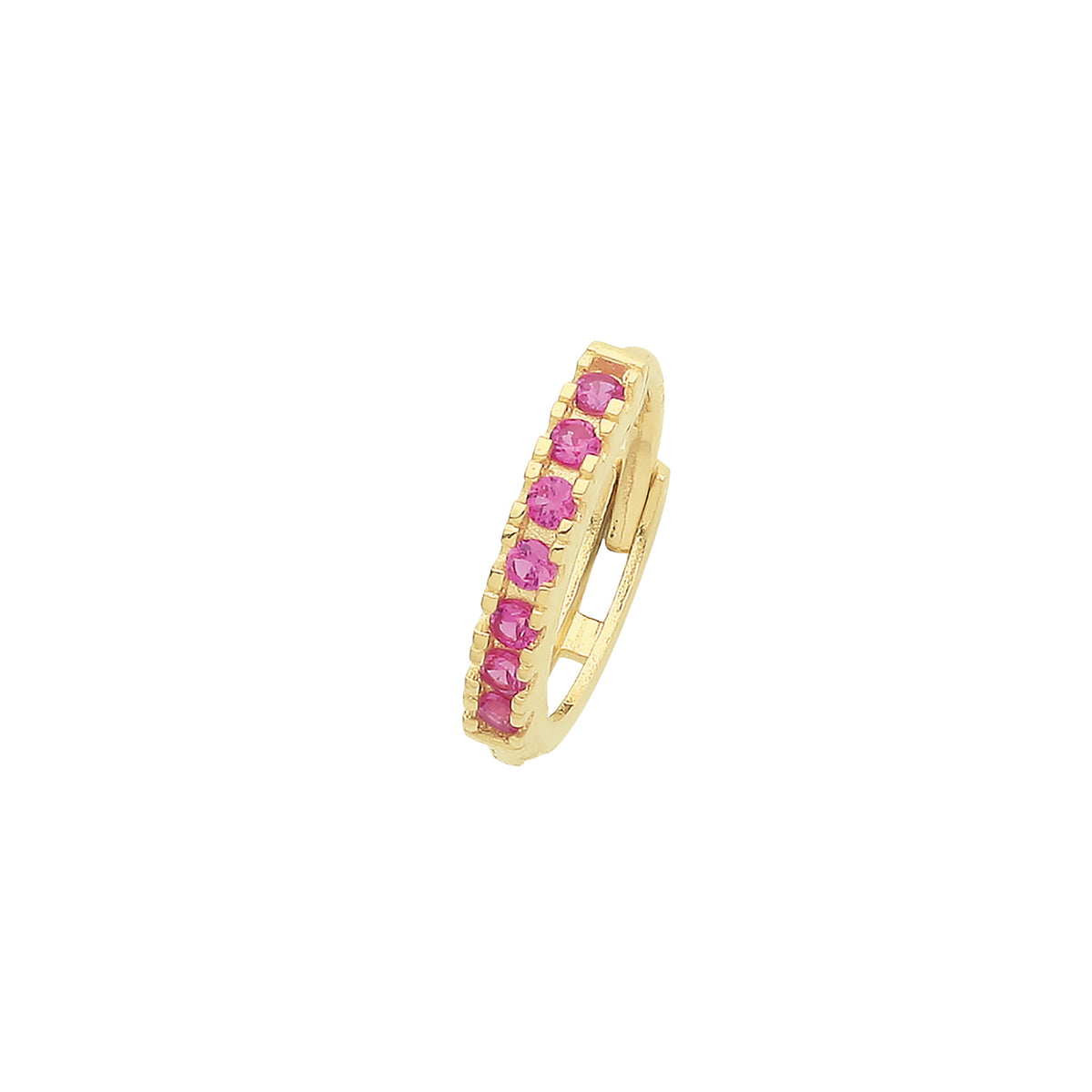 9ct Gold Ruby Red CZ Single Cartilage Huggies - ES1996R