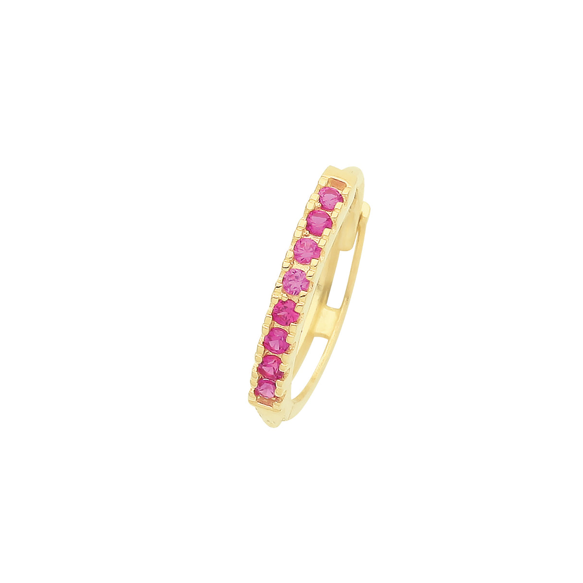 9ct Gold Ruby Red CZ Single Cartilage Huggies - ES1997R
