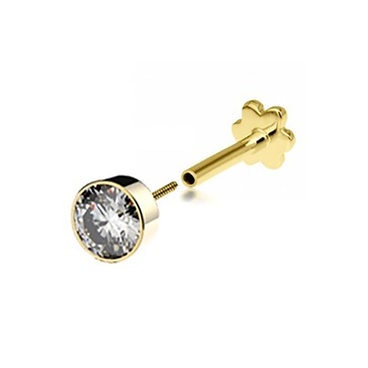 9ct Gold CZ Cartilage Labret - ES2023