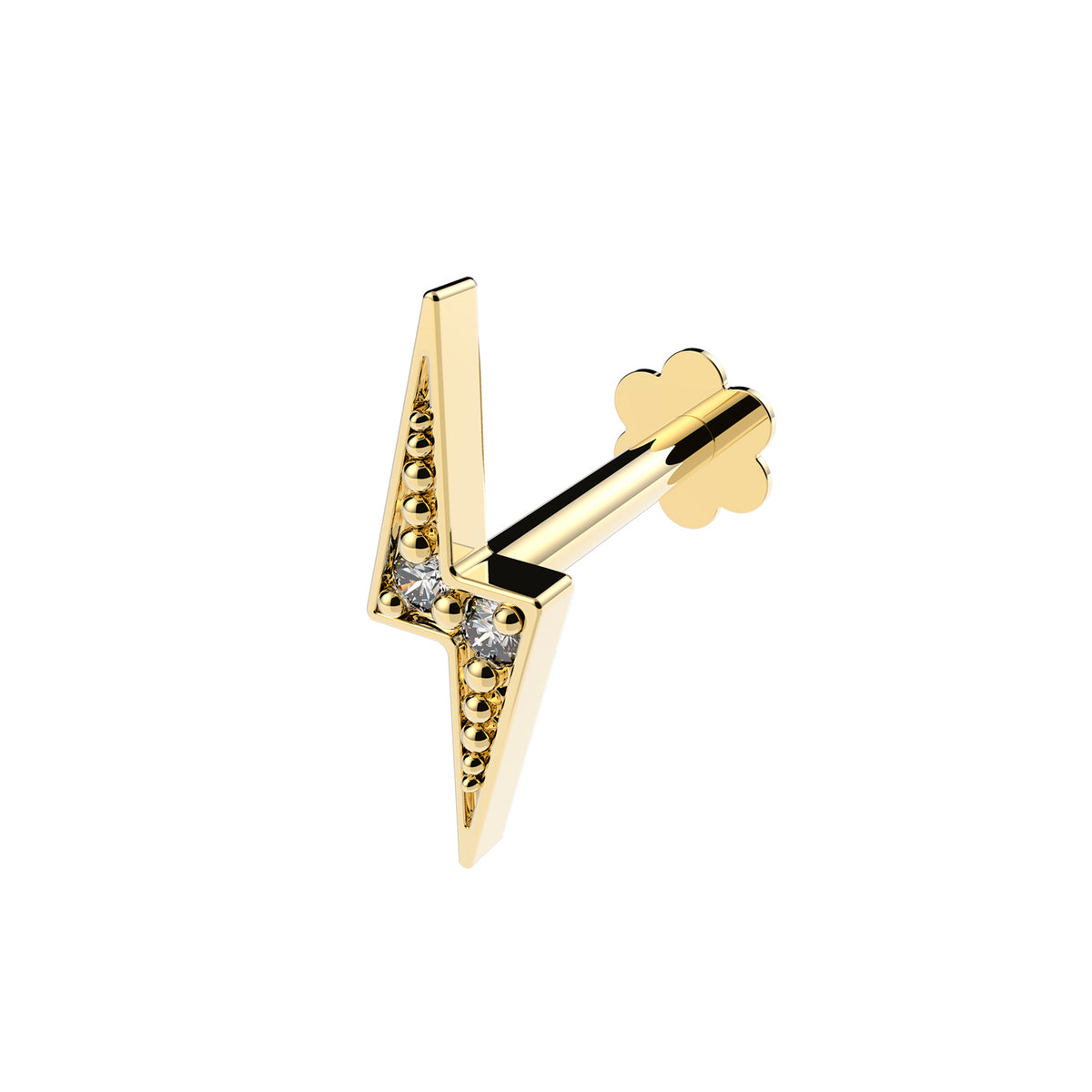 9ct Gold CZ Lightning Bolt Cartilage Labret - ES2035