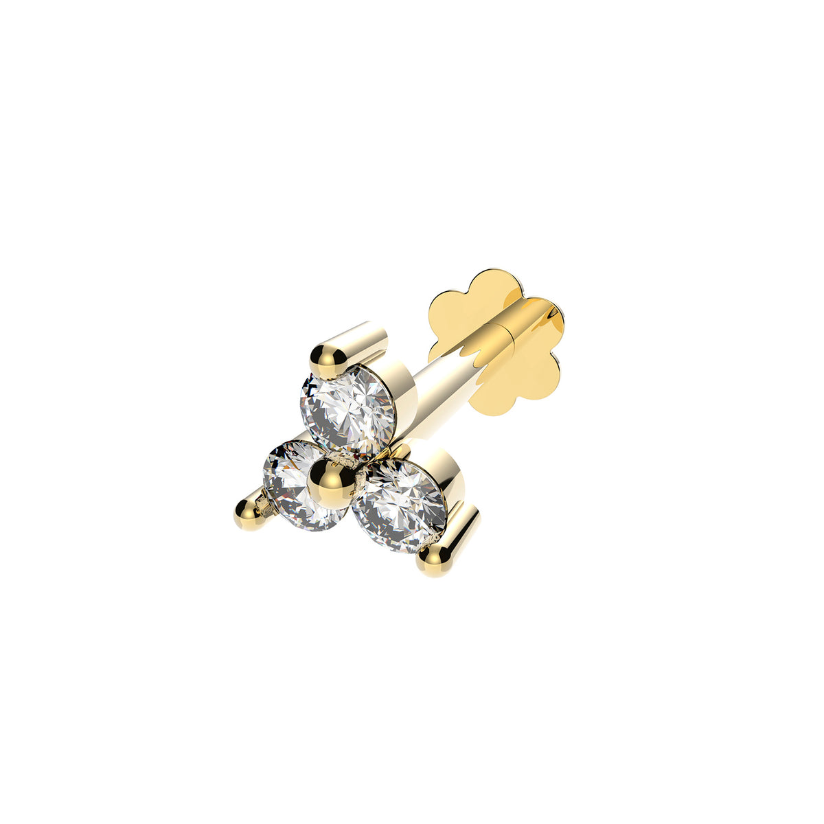 9ct Gold CZ Flower Cartilage Labret - ES2039