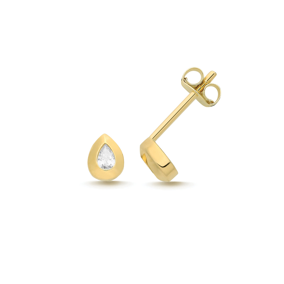 9ct Yellow Gold CZ Pear Studs - ES2063