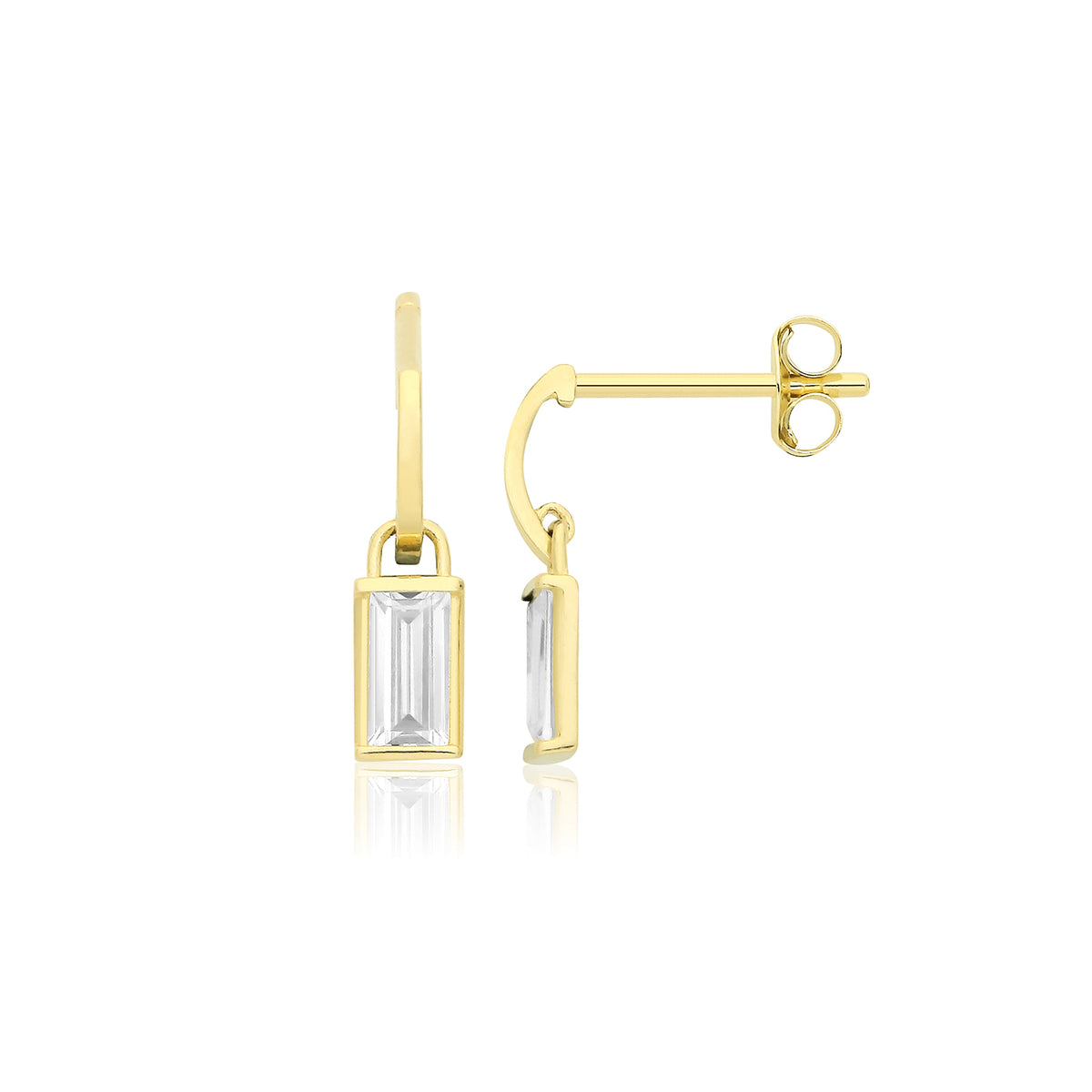 9ct Yellow Gold Half-Hoop With CZ Drop Earrings - ES2065