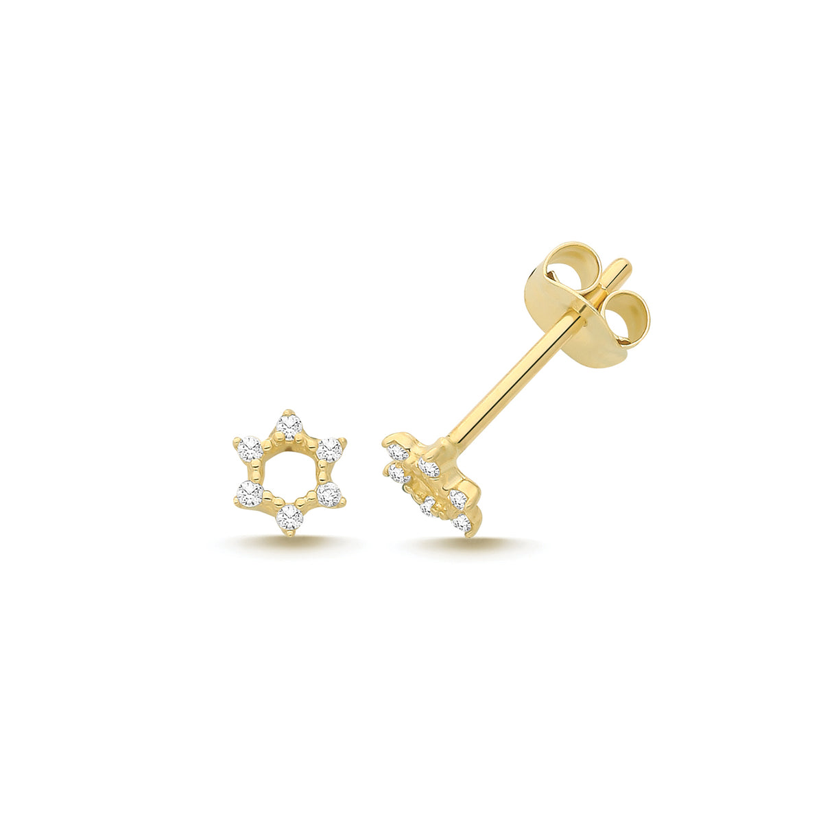 9ct Yellow Gold CZ Star Of David Studs - ES2067