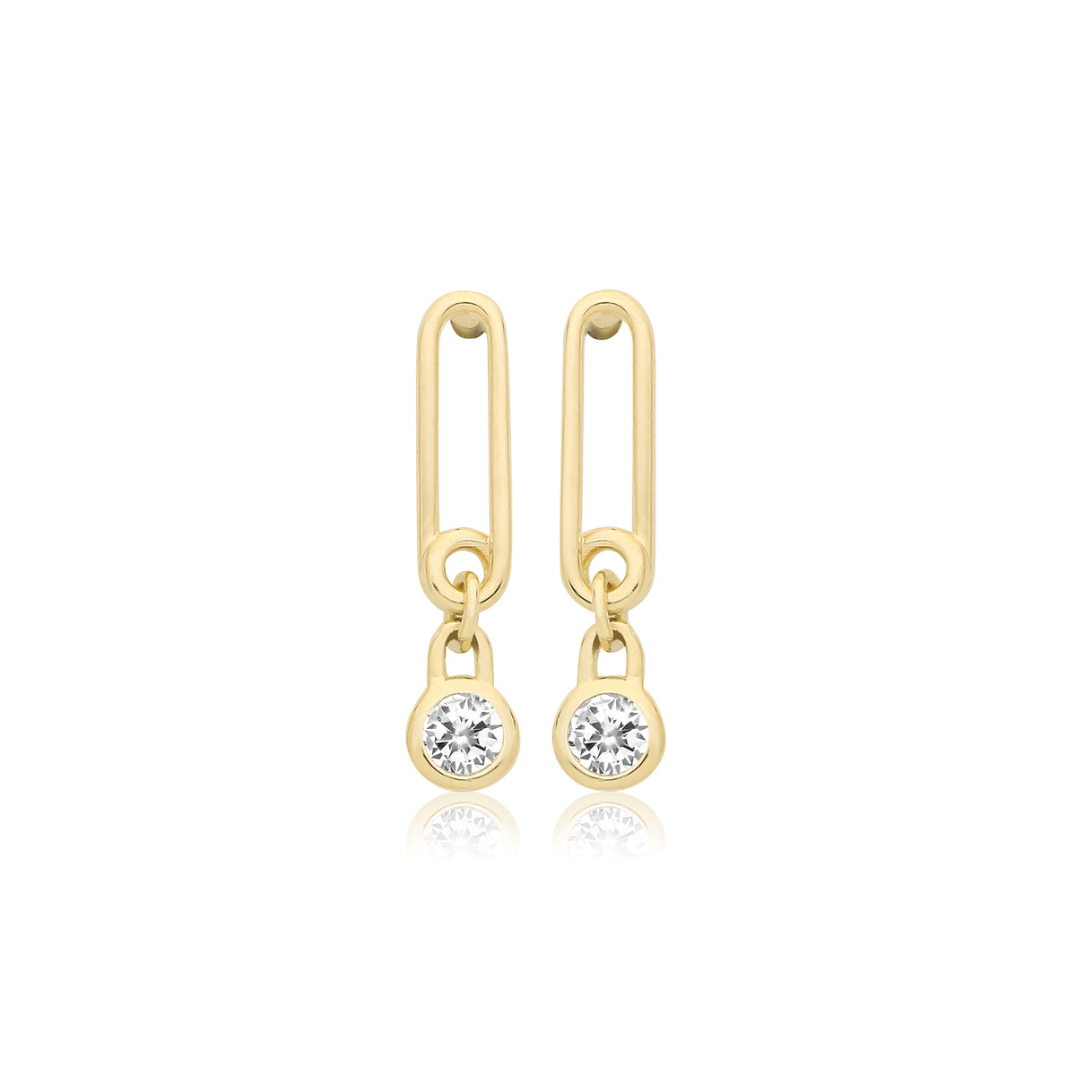 9ct Yellow Gold CZ Safety Pin Studs - ES2076