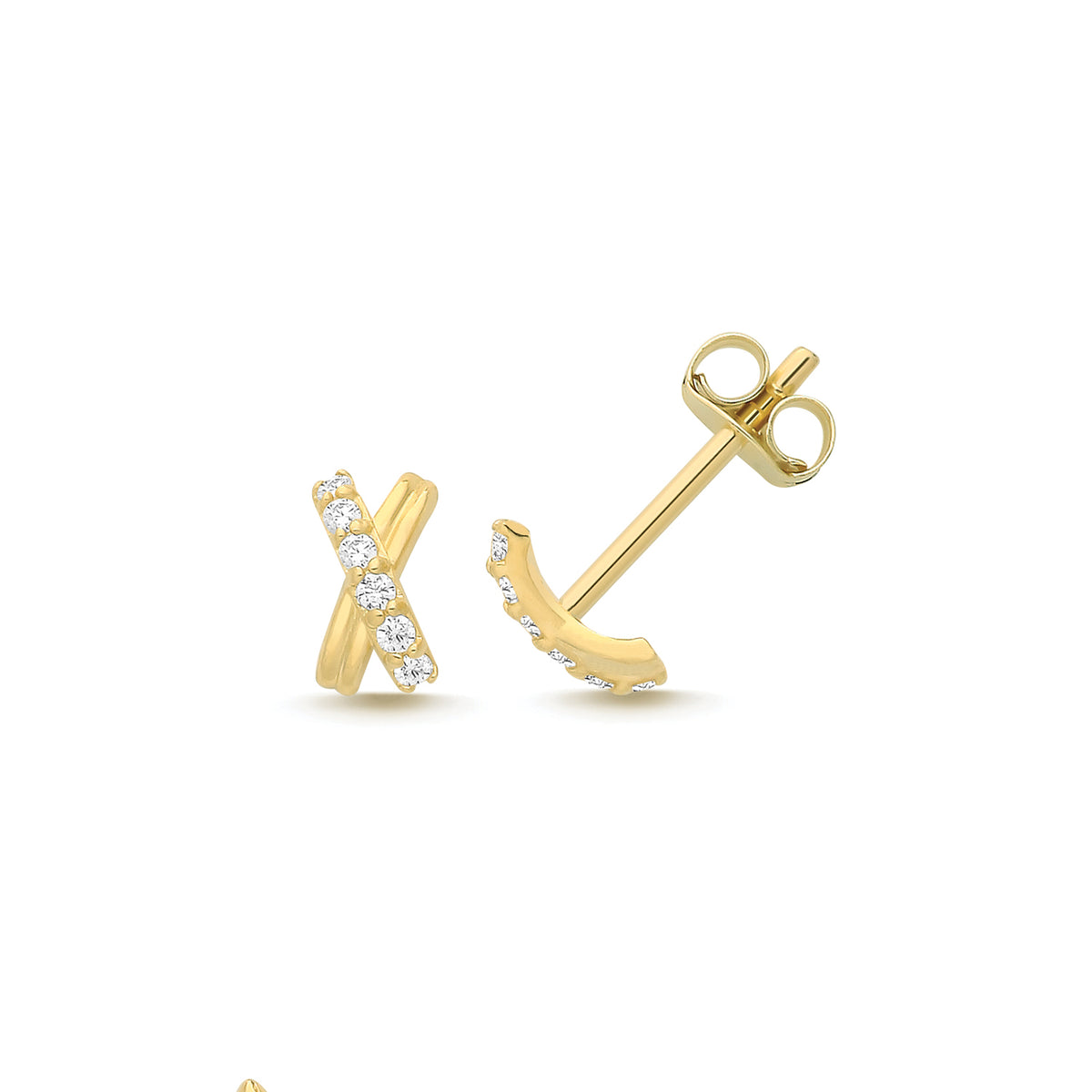 9ct Yellow Gold CZ X Studs - ES2082