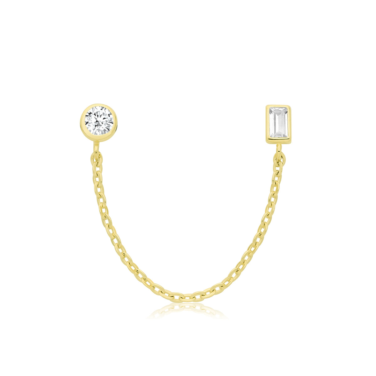 9ct Yellow Gold CZ Chain Single Earring - ES2086