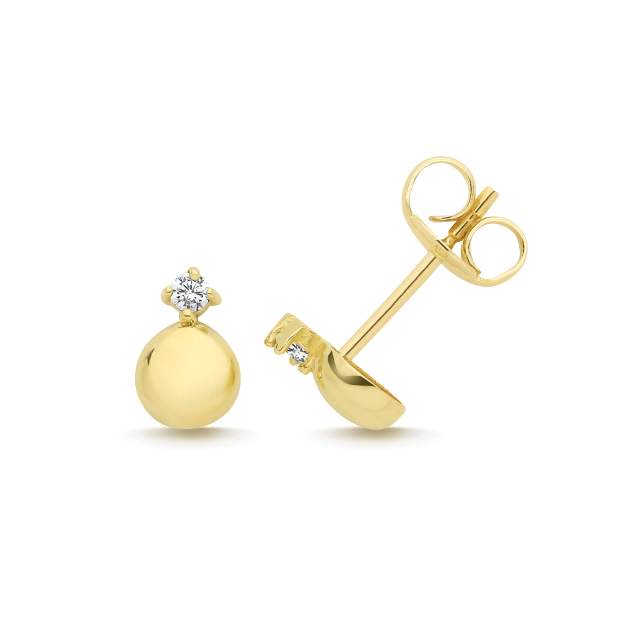9ct Yellow Gold Round Studs With CZ - ES2158