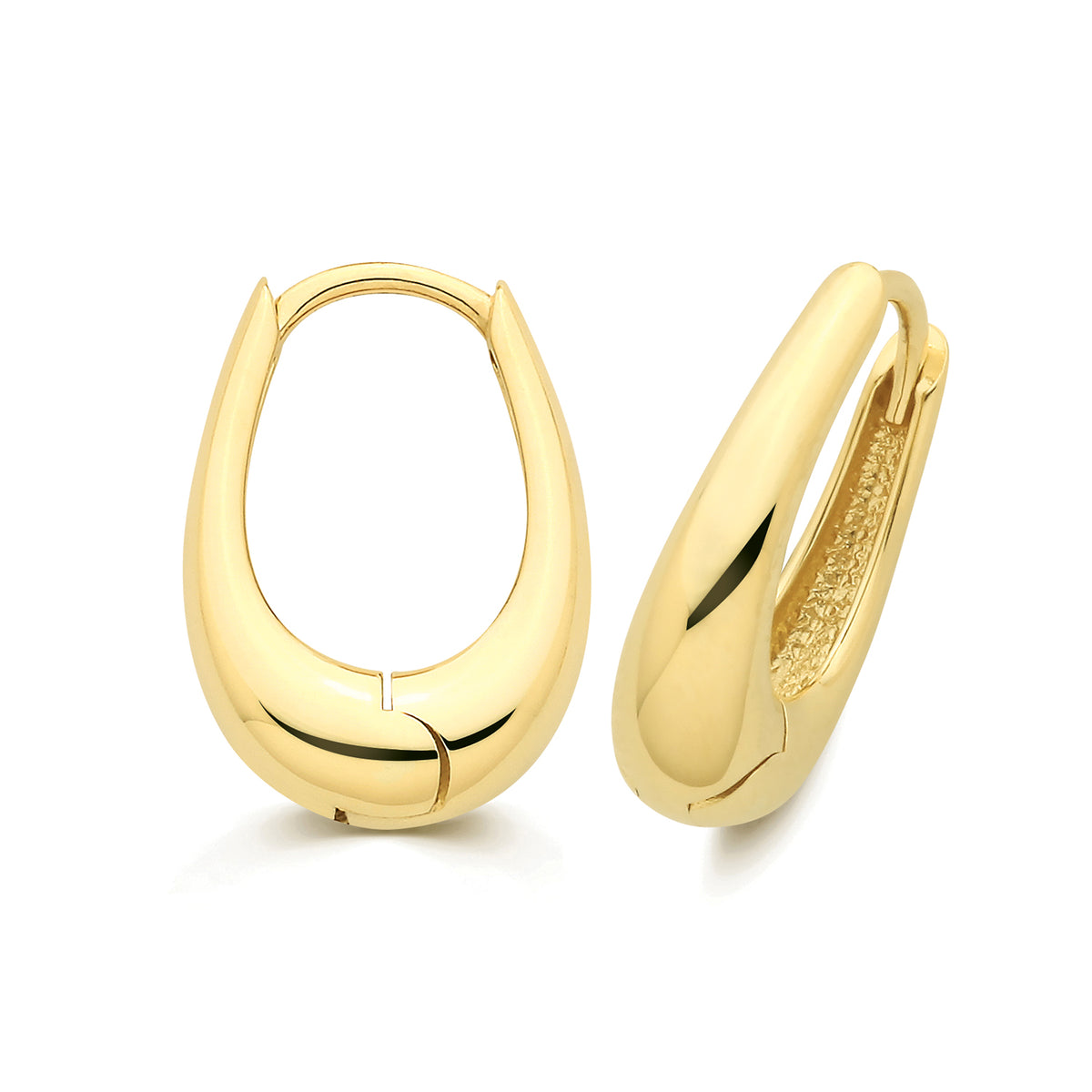 9ct Yellow Gold Oval Creole Clickers Earrings - ES2168