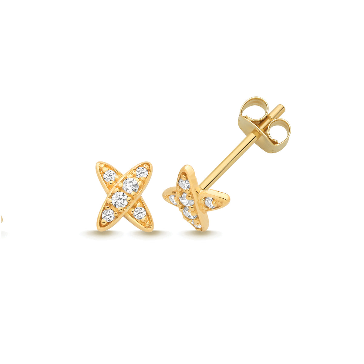 9ct Yellow Gold CZ " X " Stud - ES2172