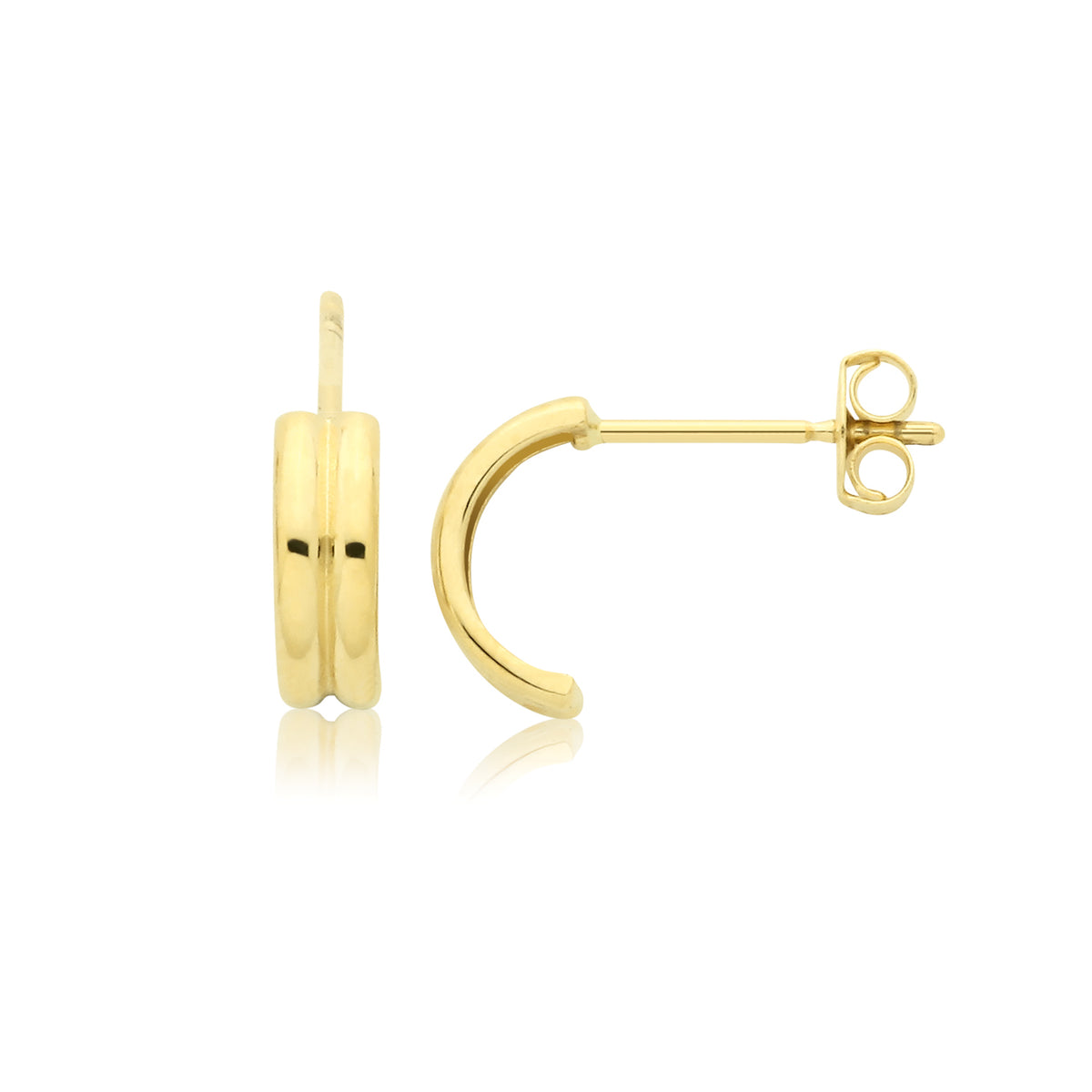 9ct Yellow Gold Double Row Huggie Stud - ES2186