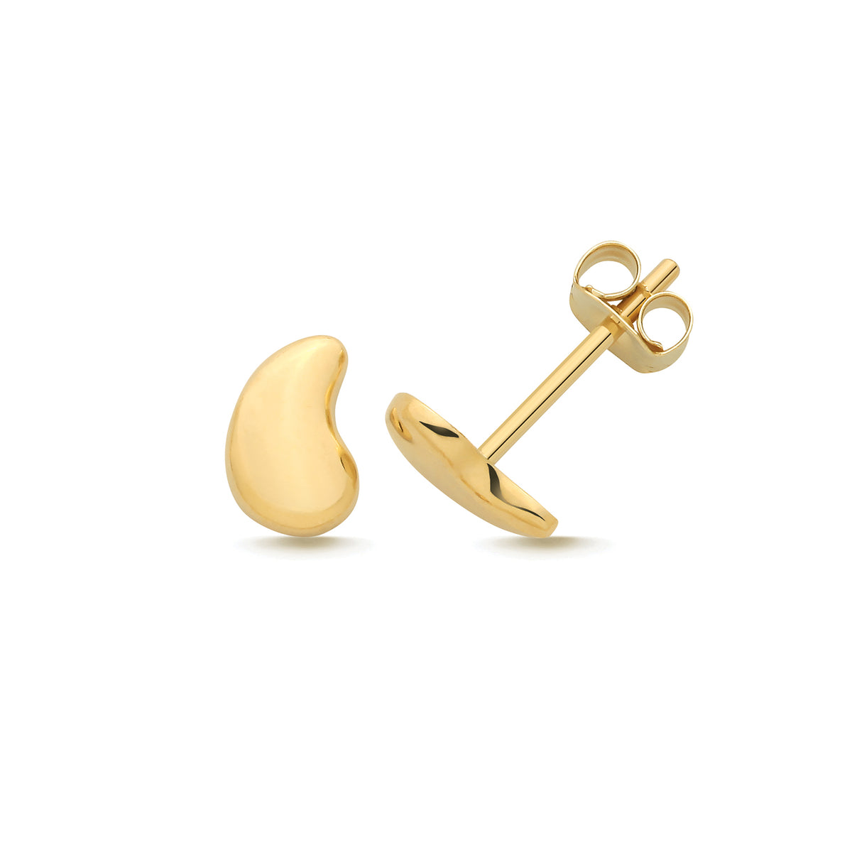 9ct Yellow Gold Bean Stud Earrings - ES2208