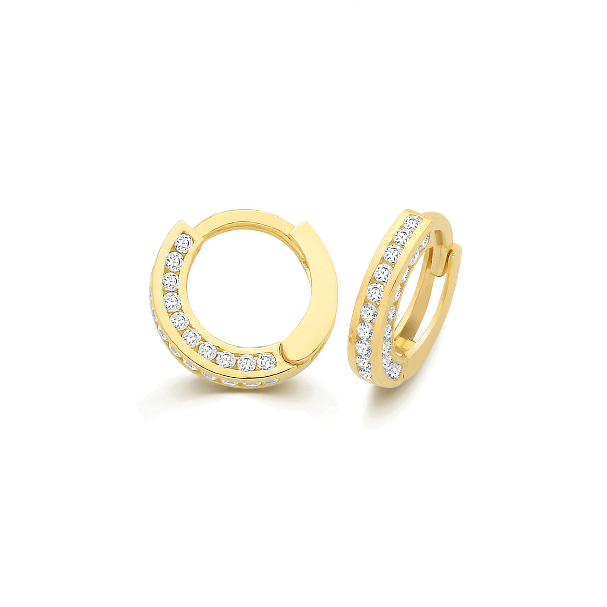 9ct Yellow Gold CZ Hinged Huggies Earrings - ES2242
