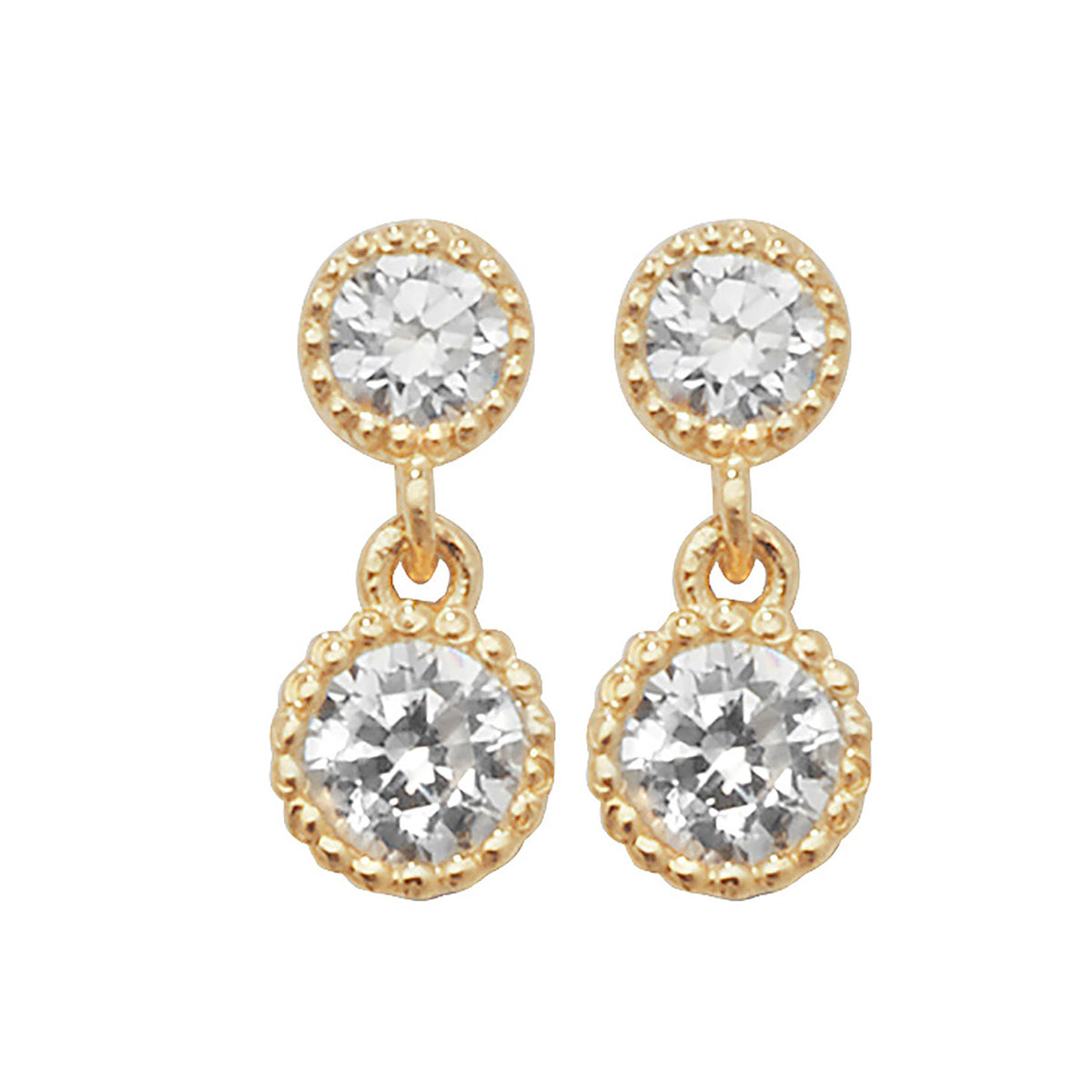 9ct Gold Double CZ Cluster Drops - ES456