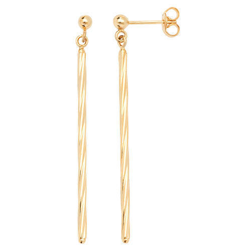 9ct Gold Twisted Bar Drops - ES627