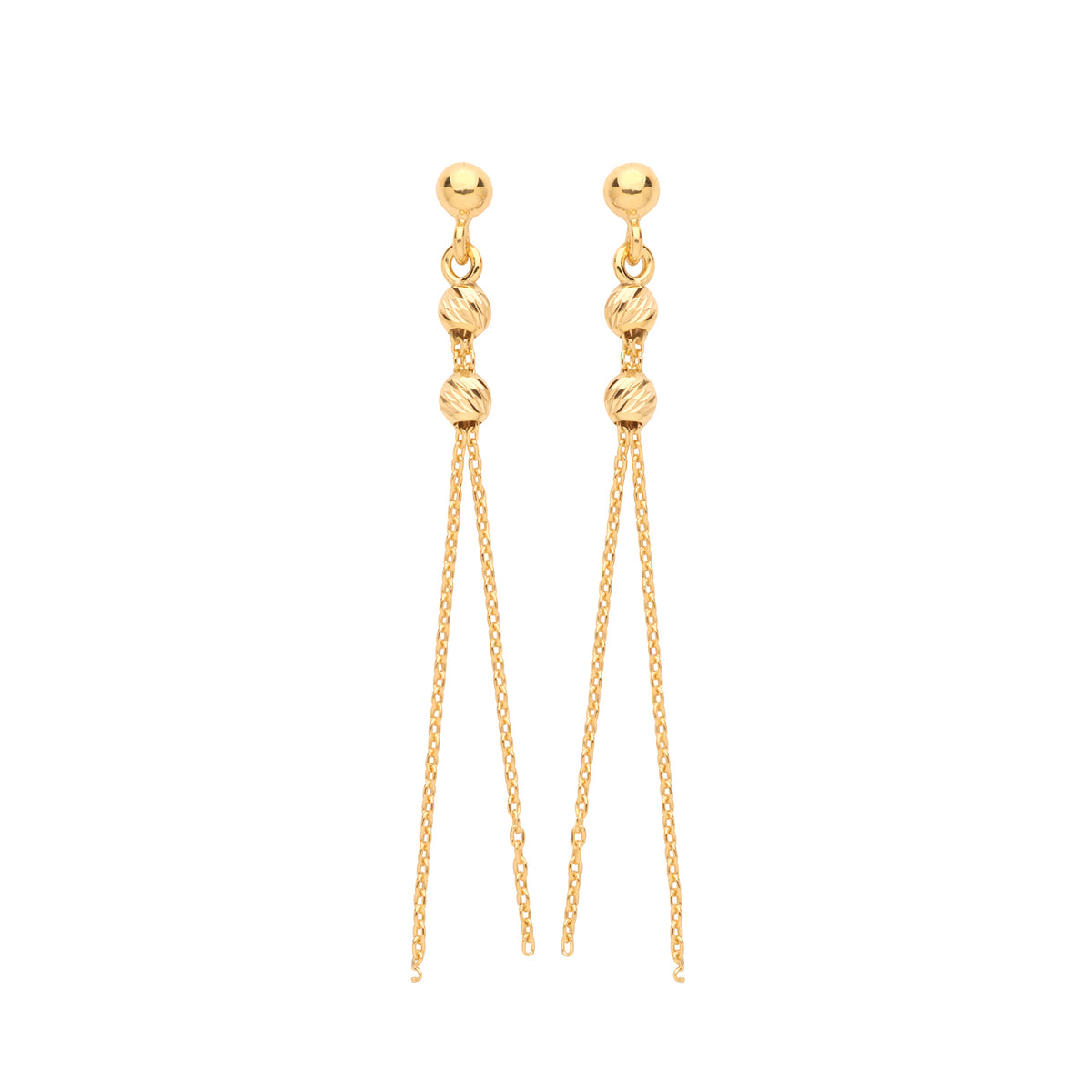 9ct Gold Diamond Cut Beaded Chain Drops - ES638