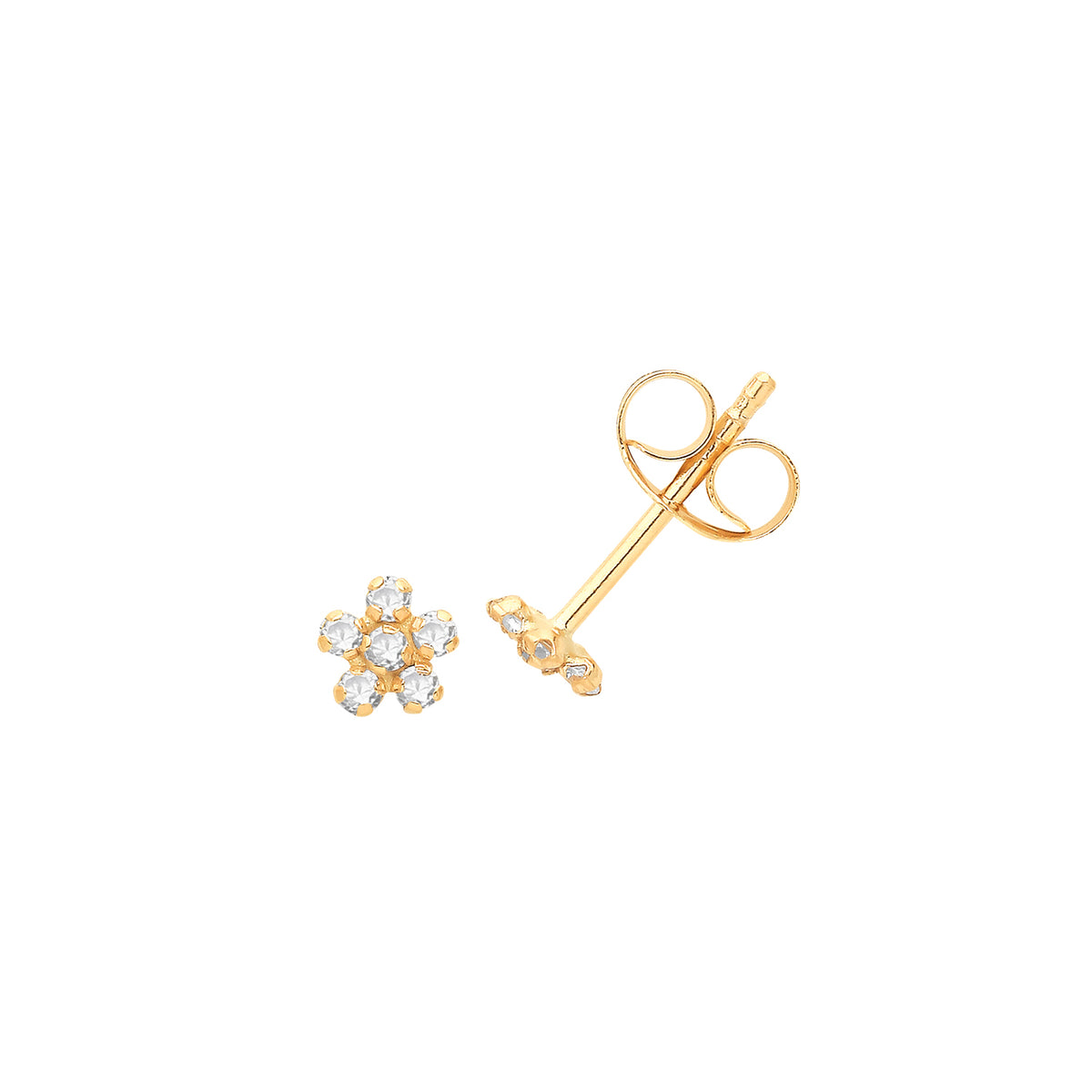 9ct Gold CZ Flower Studs - ES718