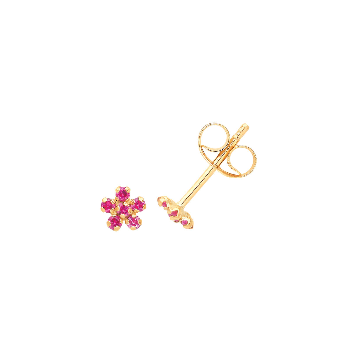 9ct Gold CZ Flower Studs - ES718R