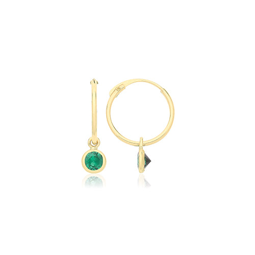 9ct Gold Sleepers With Hanging Coloured CZ - ES754E