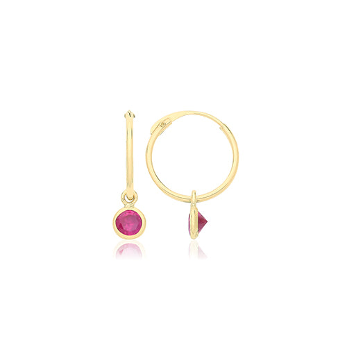 9ct Gold Sleepers With Hanging Coloured CZ - ES754R