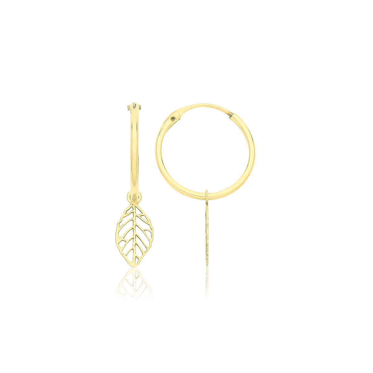 9ct Gold Sleepers With Hanging Feather Charm - ES757