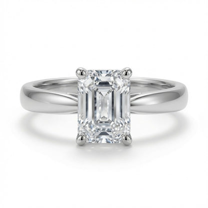 9ct white gold 1.00ct lab-grown diamond emerald-cut solitaire ring
