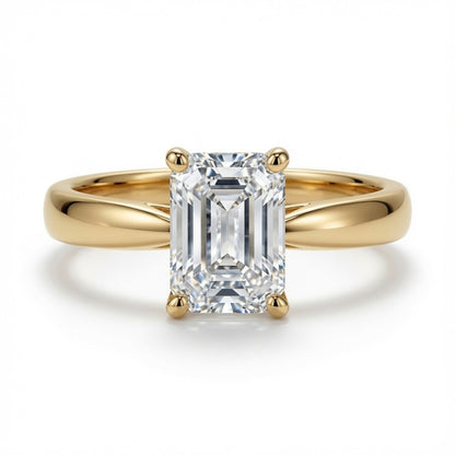 9ct yellow gold 1.00ct lab-grown diamond emerald-cut solitaire ring