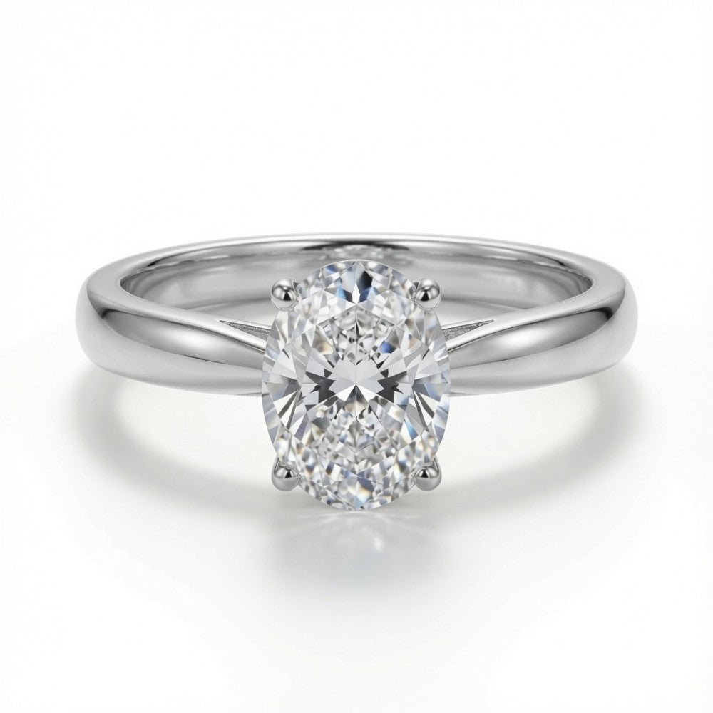 9ct white gold 1.00ct lab-grown diamond oval solitaire ring