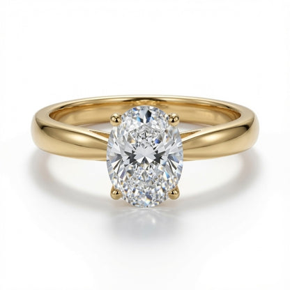 9ct yellow gold 1.00ct lab-grown diamond oval solitaire ring