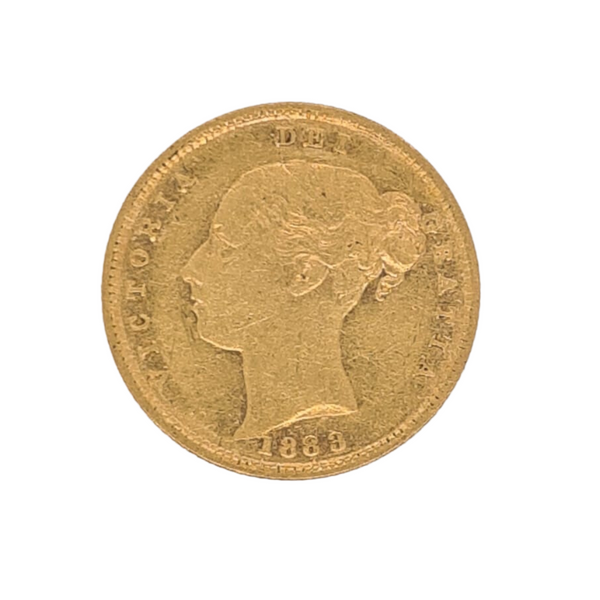 1883 Half Sovereign Gold Coin - Young Victoria - Shield Back
