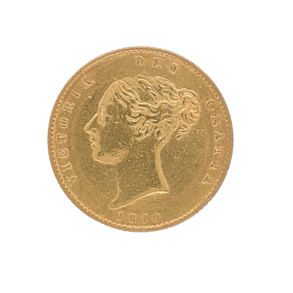 1870 Half Sovereign Gold Coin - Young Victoria - Shield Back