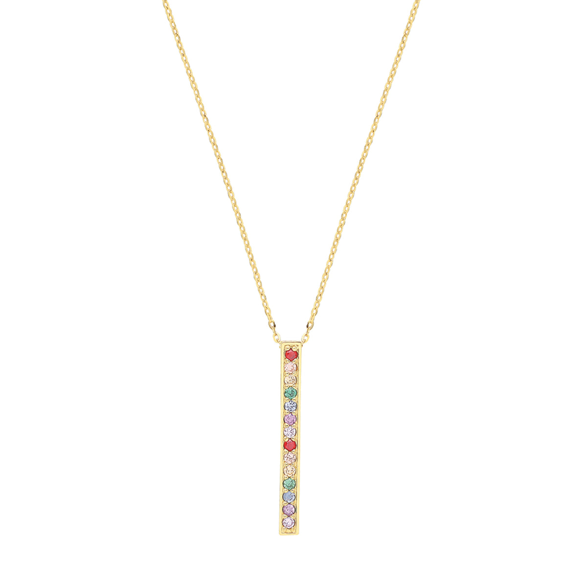 9ct Gold Rainbow Bar Necklet - NK420